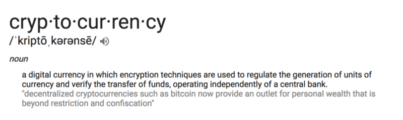 cryptocurrency word meaning
